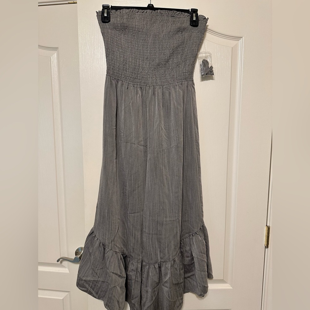 Gray Strapless Ruffled jumpsuit